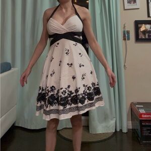 Steppin' Out Black and White Floral Midi Dress